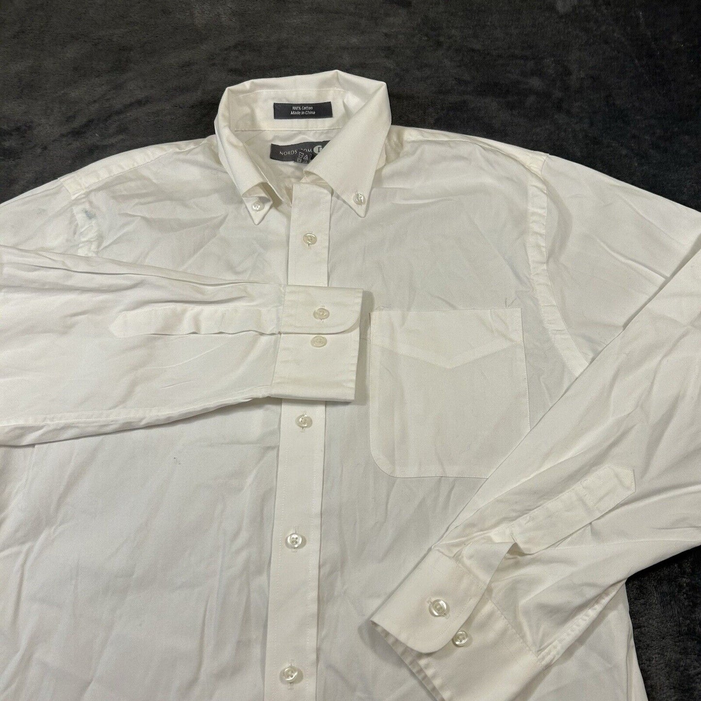 Nordstrom Shirt Mens 14.5 32 White Button Up Long Sleeve Formal Work Preppy