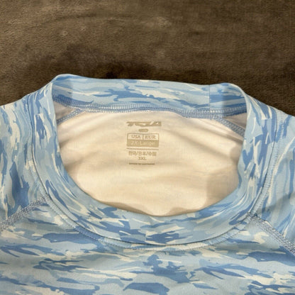 TSLA Shirt Mens XXL 2XL Blue Long Sleeve Digital Camo Athletic Casual Colorful