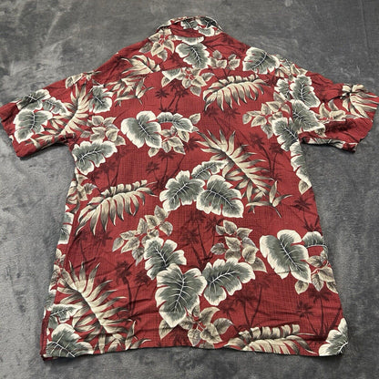Campia Hawaiian Shirt Mens Medium Red Floral Button Up Short Sleeve Rayon Beach