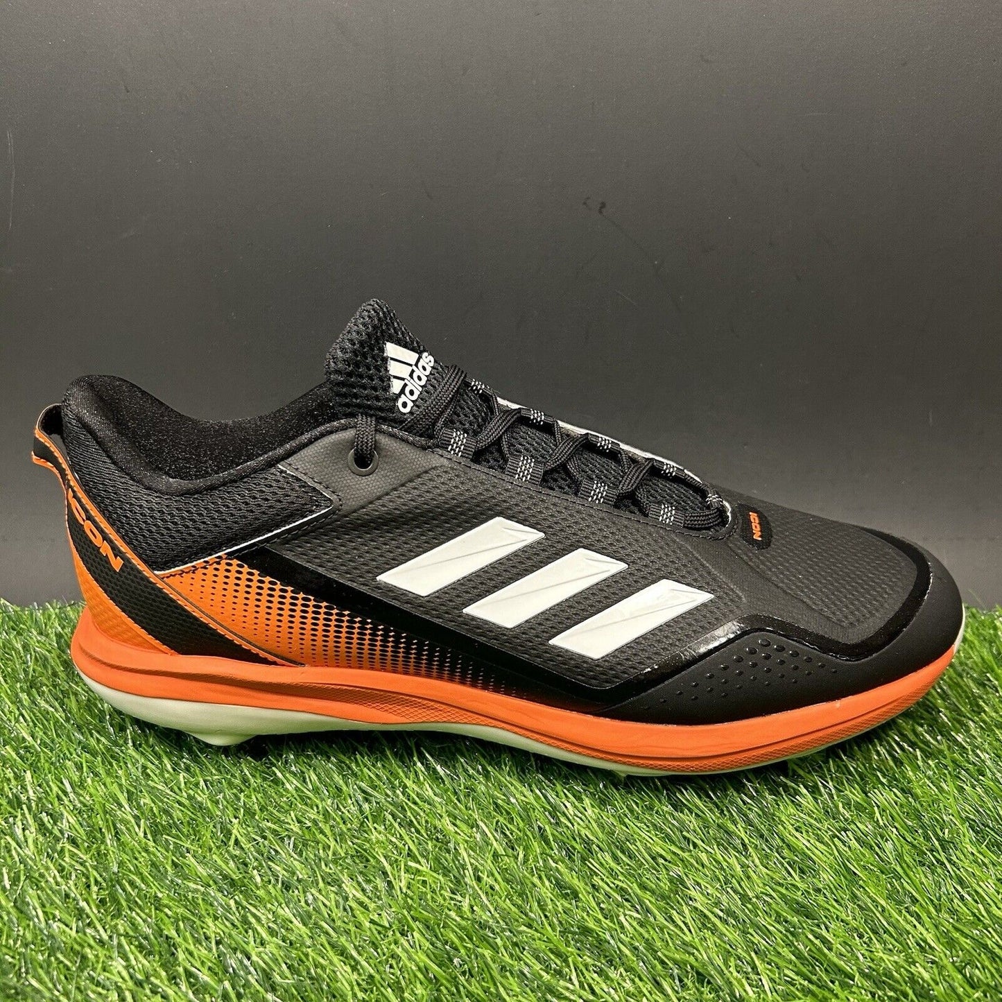 Adidas Icon 7 Mens 12.5 Black Orange Baseball Cleats Metal Low Top Brand New