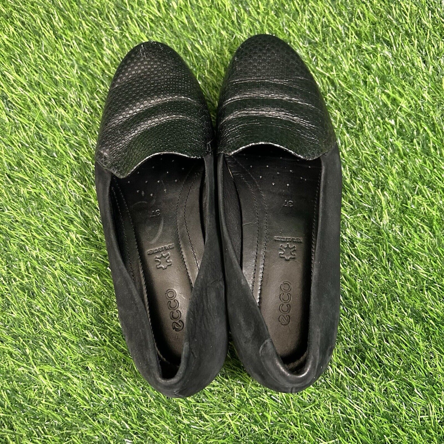 Ecco Touch Ballerina 2.0 Flats Womens 7 M Black Leather Shoes Slip On Comfort