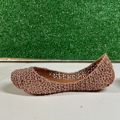 Mini Melissa Campana Glitter Ballet Flats Sparkle Shoes Rose Gold Kids Size 3Y