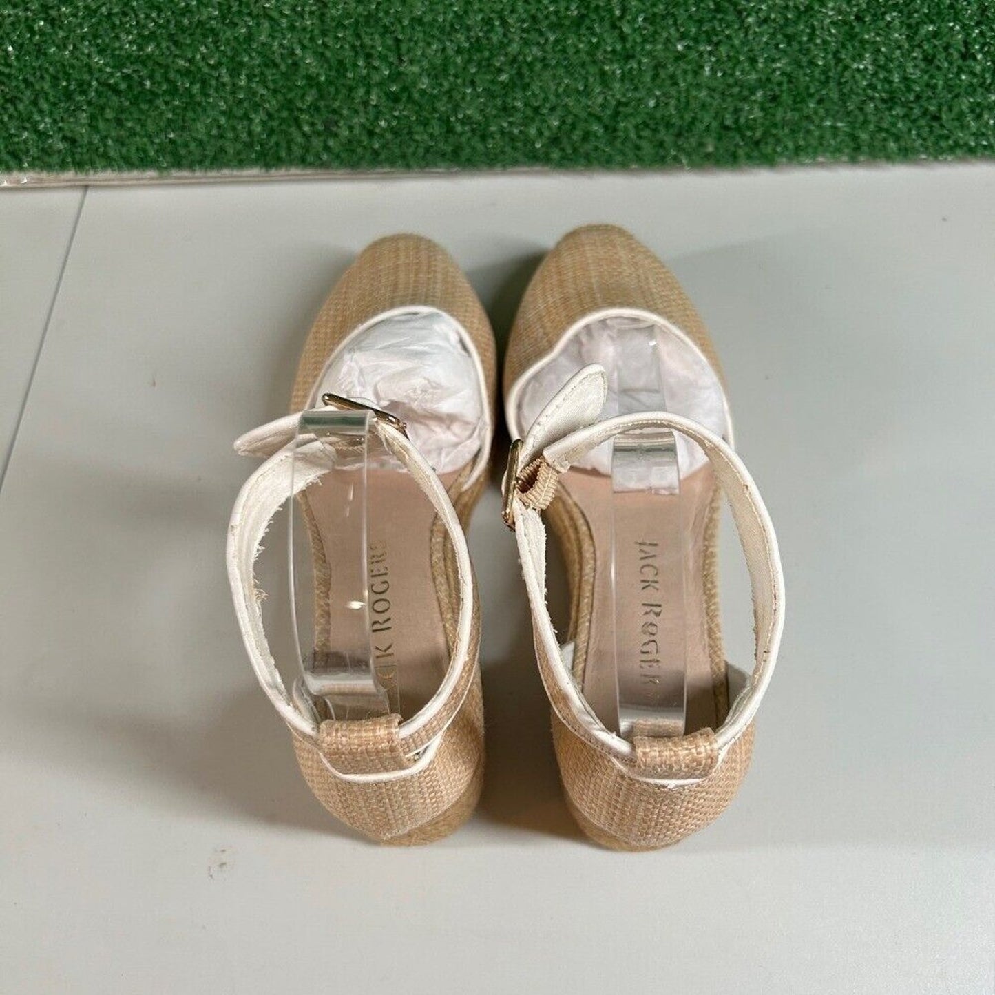 Jack Rogers Palmer Espadrille Wedge Sandals Ankle Strap Beige Womens 7.5 M