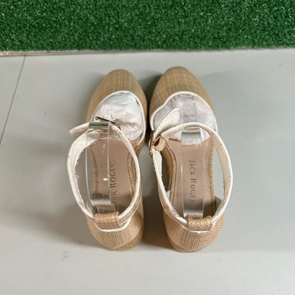 Jack Rogers Palmer Espadrille Wedge Sandals Ankle Strap Beige Womens 7.5 M