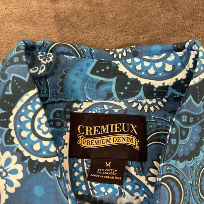 Cremieux Shirt Mens Medium Blue Paisley Button Up Long Sleeve Stretch NEW $59
