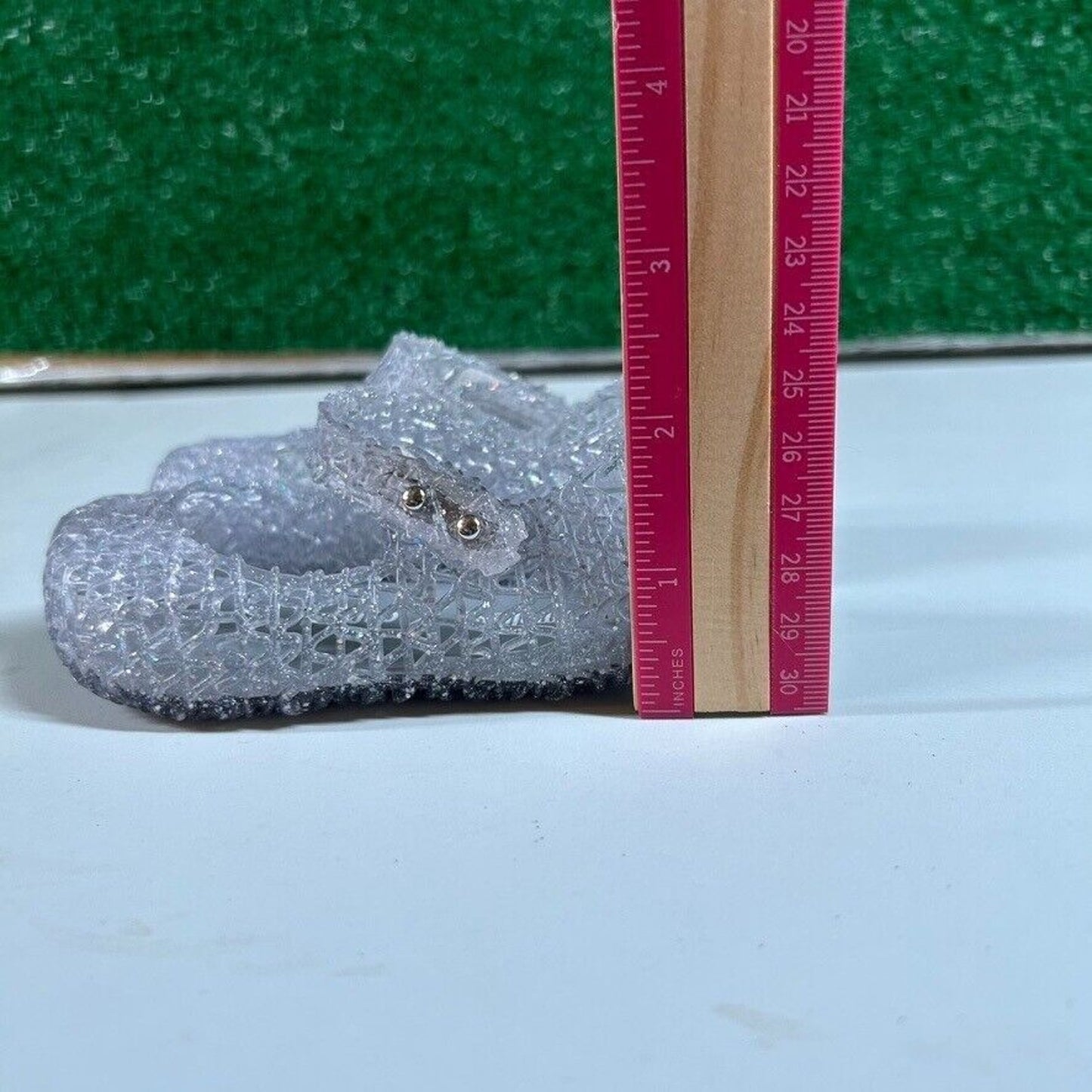 Mini Melissa Campana Glitter Jelly Shoes Silver Sparkle Clear Flats Toddler 6C