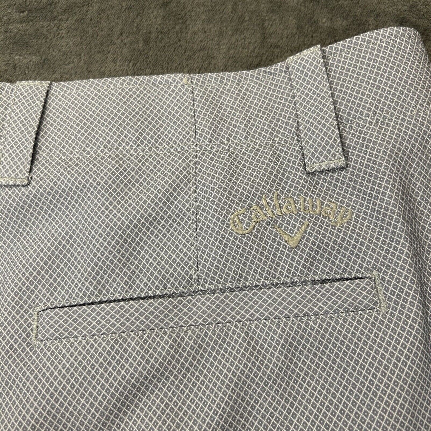 Callaway Shorts Mens 40 Gray White Diamond Golf Casual Golfing 9.5" Inseam