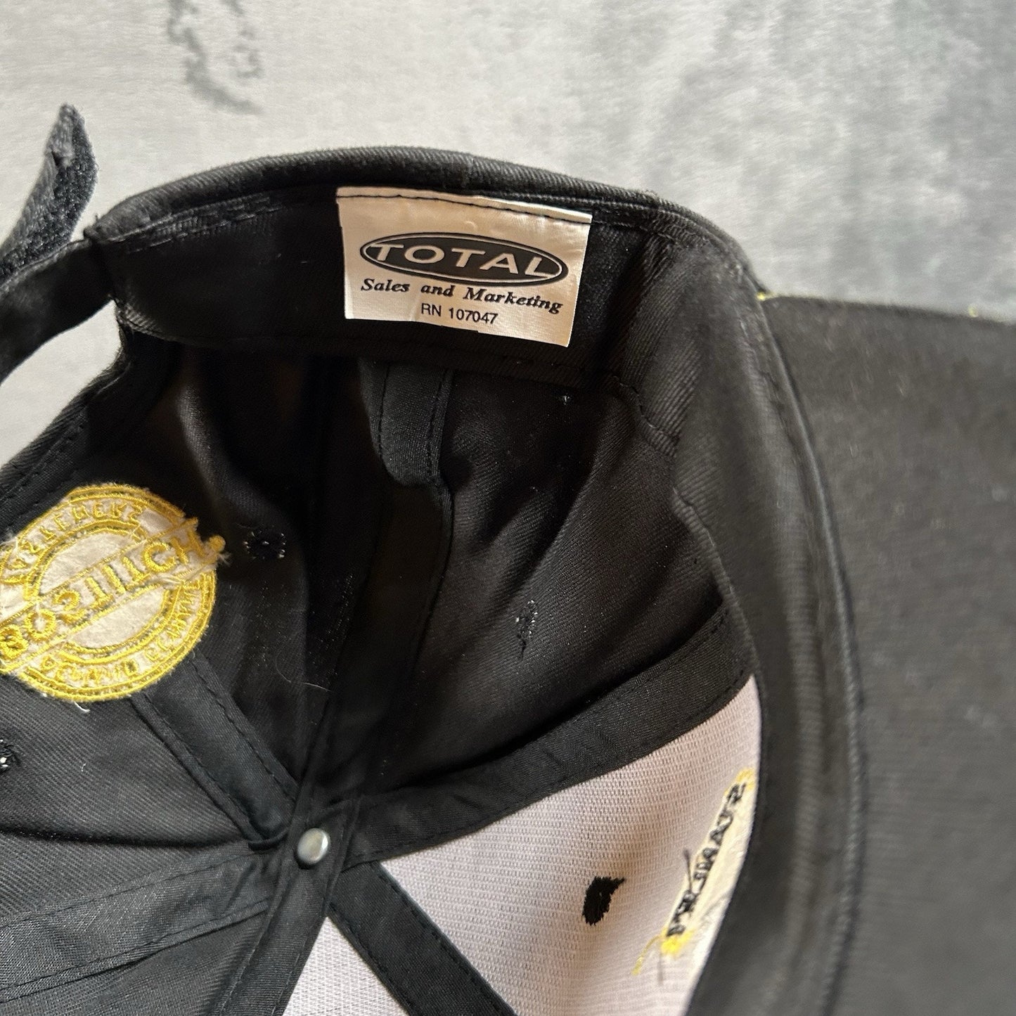 Stanley Bostitch Fasteners Baseball Hat Cap Mens Strap Back Black Adjustable