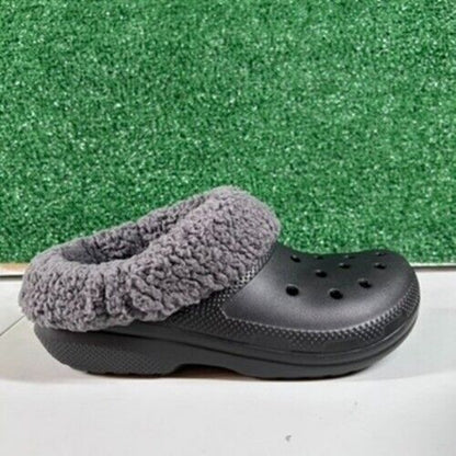 Crocs Classic Blitzen IV Lined Clog Fuzzy Fur Slip On Comfort Black Womens 8 New
