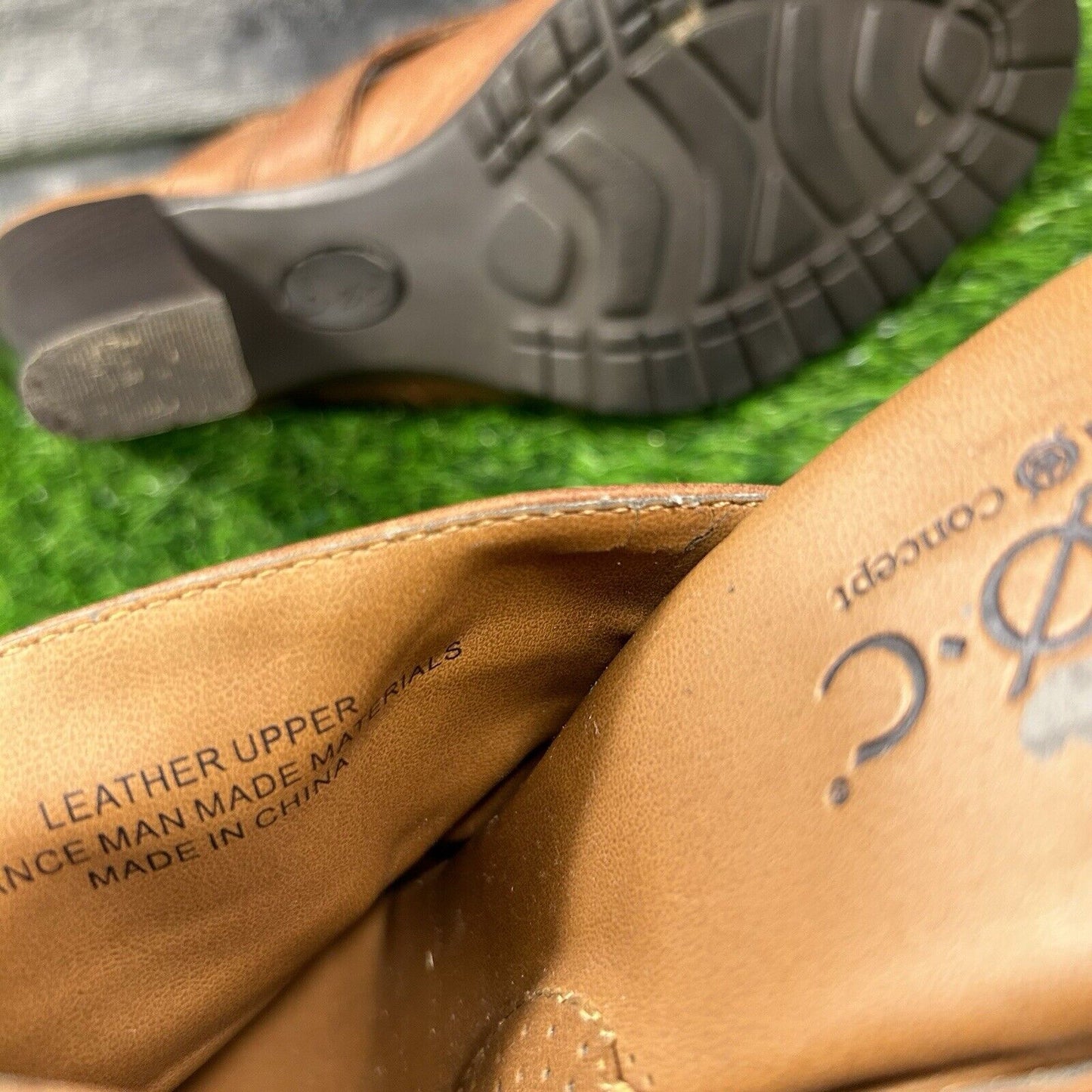 Born Mules Womens 8 M Brown Leather Slip On Heeled Buckle Casual Work Outdoor