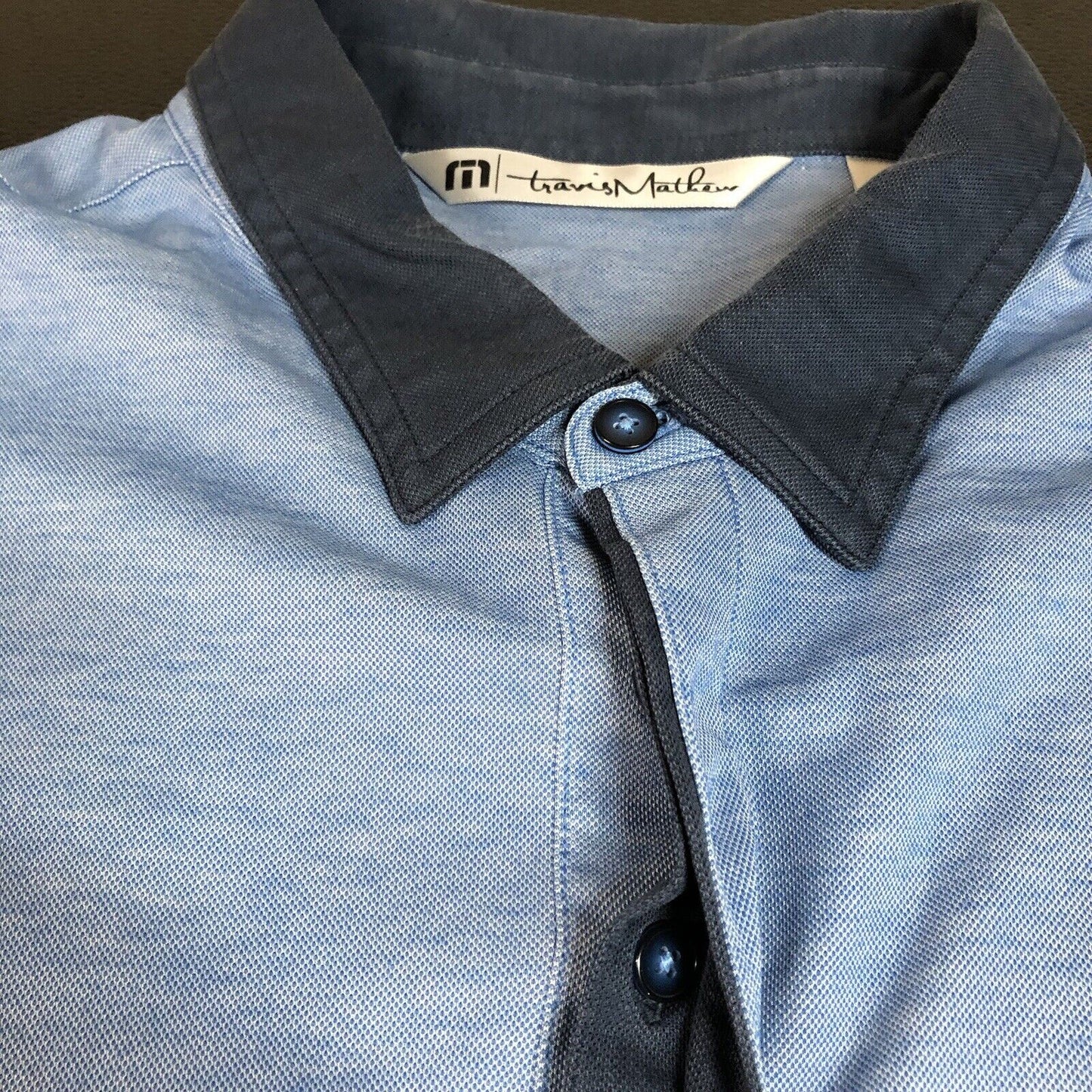 Travis Mathew Polo Shirt Mens XXL 2XL Blue Golf Athletic Pima Short Sleeve