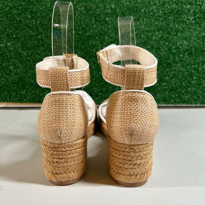 Jack Rogers Palmer Espadrille Wedge Sandals Ankle Strap Beige Womens 7.5 M