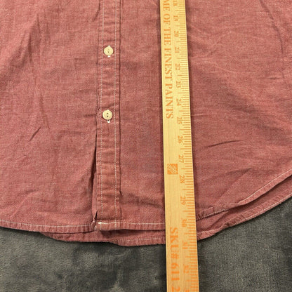 St Johns Bay Shirt Mens Large Red Button Up Short Sleeve Double Pocket Casual