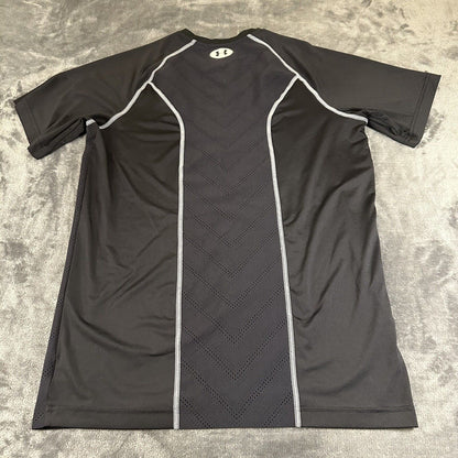 Under Armour Shirt Mens Medium Black Short Sleeve Athletic Mesh Gym Heatgear