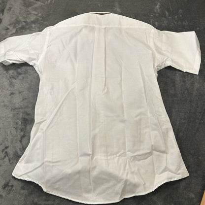 Stafford Shirt Mens 16.5 White Button Up Short Sleeve Athletic Fit Casual New