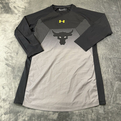Under Armour Shirt Mens Medium Gray Black 3/4 Sleeve Project Rock Threadborne