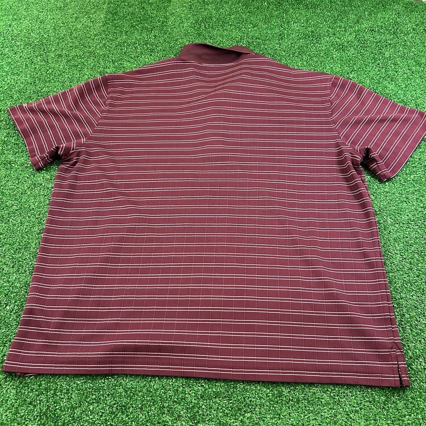 Izod Polo Shirt Mens Large Purple/Red Striped Short Sleeve Golf Athletic Preppy