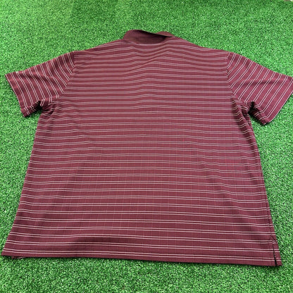 Izod Polo Shirt Mens Large Purple/Red Striped Short Sleeve Golf Athletic Preppy