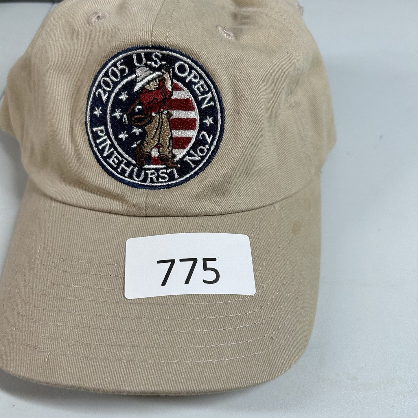 Vintage Golf Hat Cap Mens Strap Back Tan 2005 US Open Pinehurst USGA Adjustable