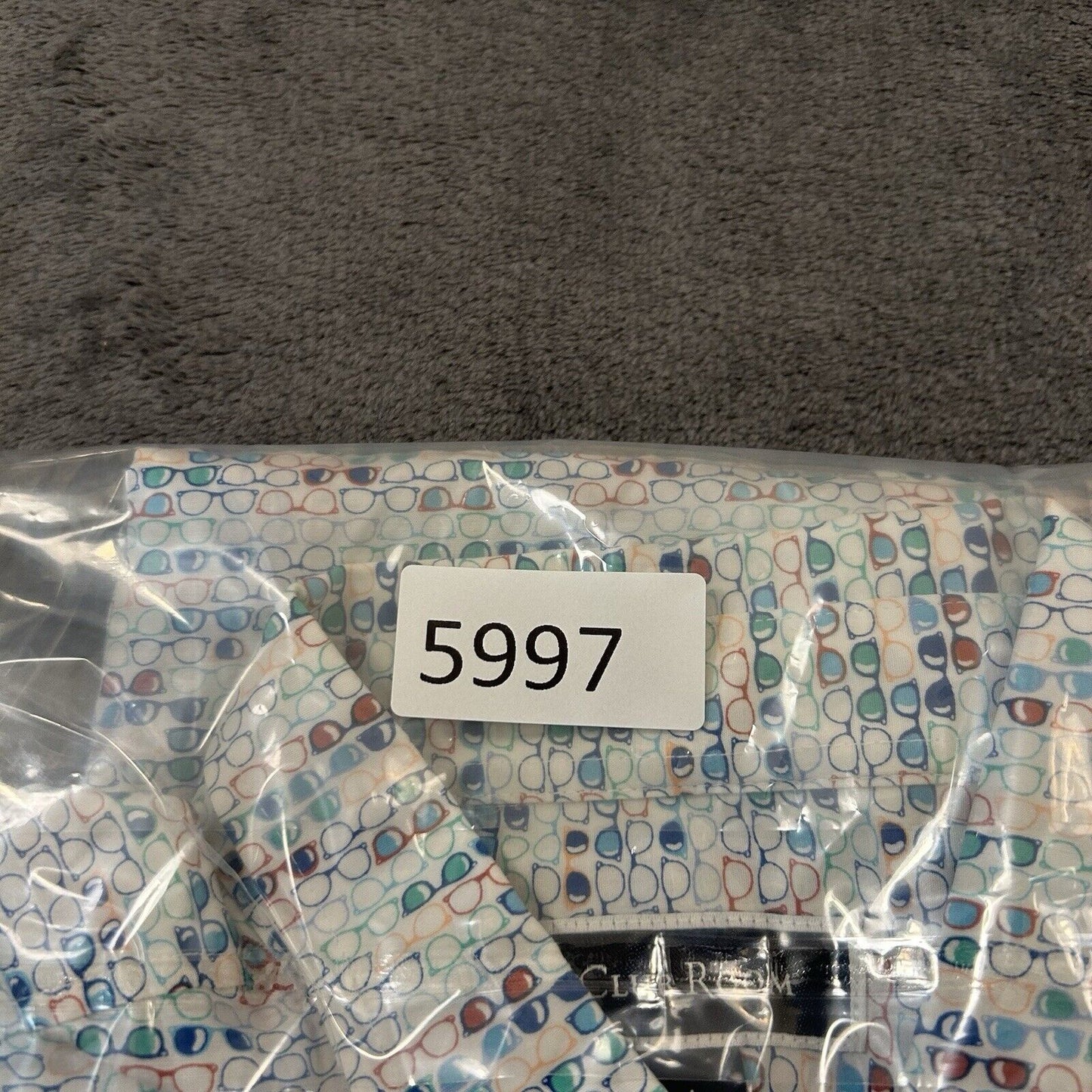 Club Room Shirt Mens Large White Glasses Graphic Button Up Short Sleeve AOP