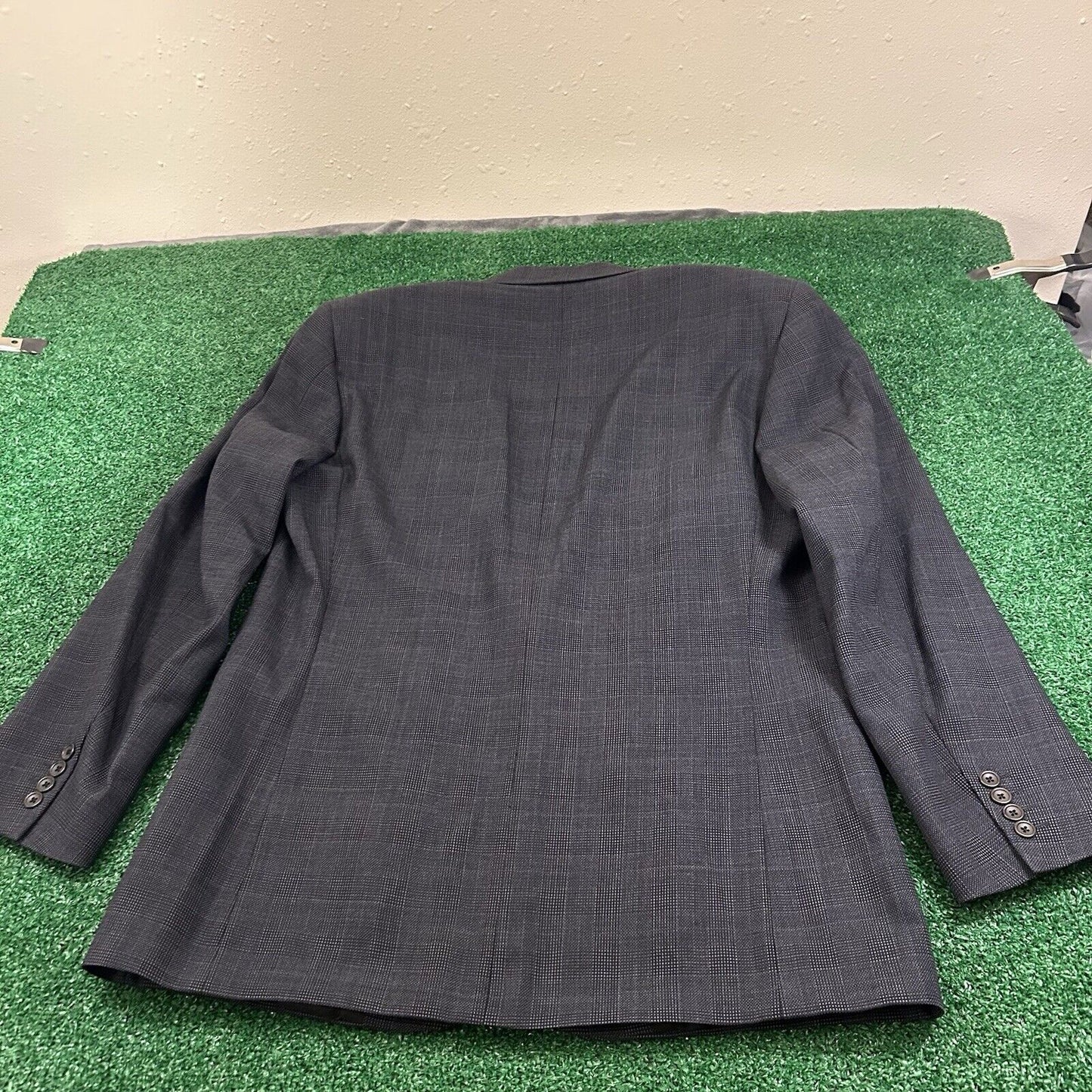 Lubiam Blazer Jacket Mens 43 Black Gray Wool Made Italy Sport Coat Work Formal
