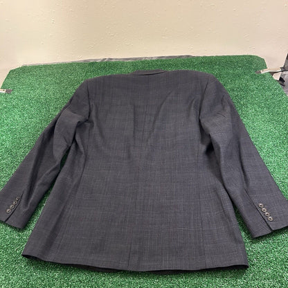 Lubiam Blazer Jacket Mens 43 Black Gray Wool Made Italy Sport Coat Work Formal