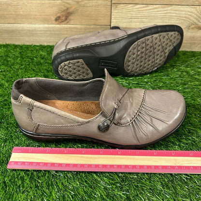 Cobb Hill Paulette Loafers Womens 7.5 M Gray Shoes Leather Casual Comfort Button