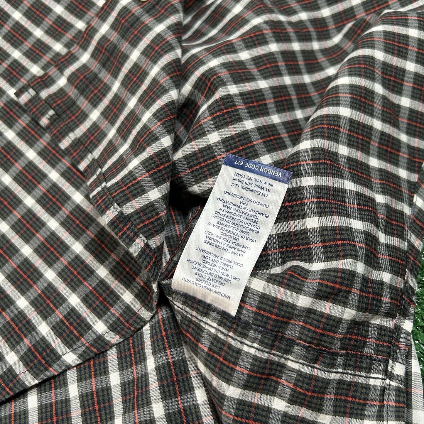 Chaps Shirt Mens Extra Large Green Red Plaid Stretch Button Up Long Sleeve