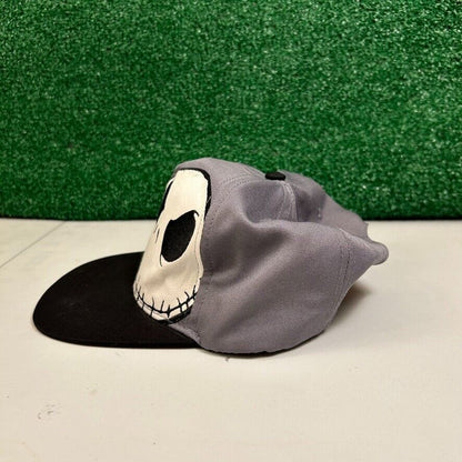 Disney Nightmare Before Christmas Hat Cap Mens Snapback Gray Black Skeleton