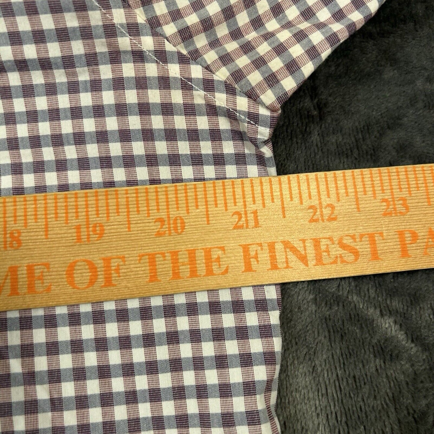 Kenneth Cole Dress Shirt Mens 16 34/35 Purple Blue Check Button Up Slim Fit