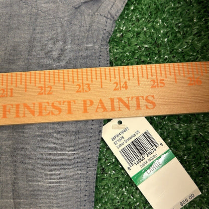 Izod Saltwater Shirt Mens Large Blue Button Up Short Sleeve Relaxed Classics New