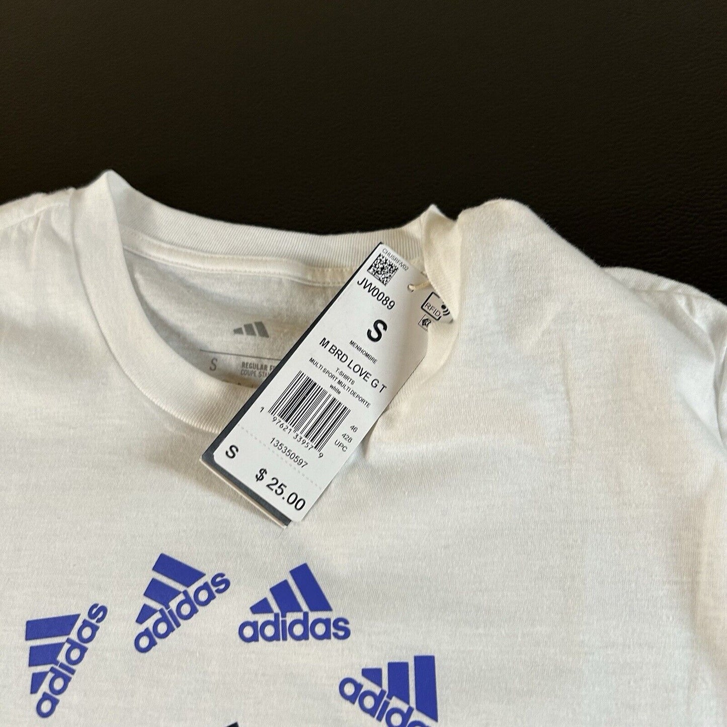 Adidas Shirt Mens Small White Short Sleeve Graphic Tee Casual Crewneck New