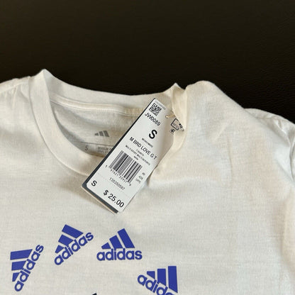 Adidas Shirt Mens Small White Short Sleeve Graphic Tee Casual Crewneck New