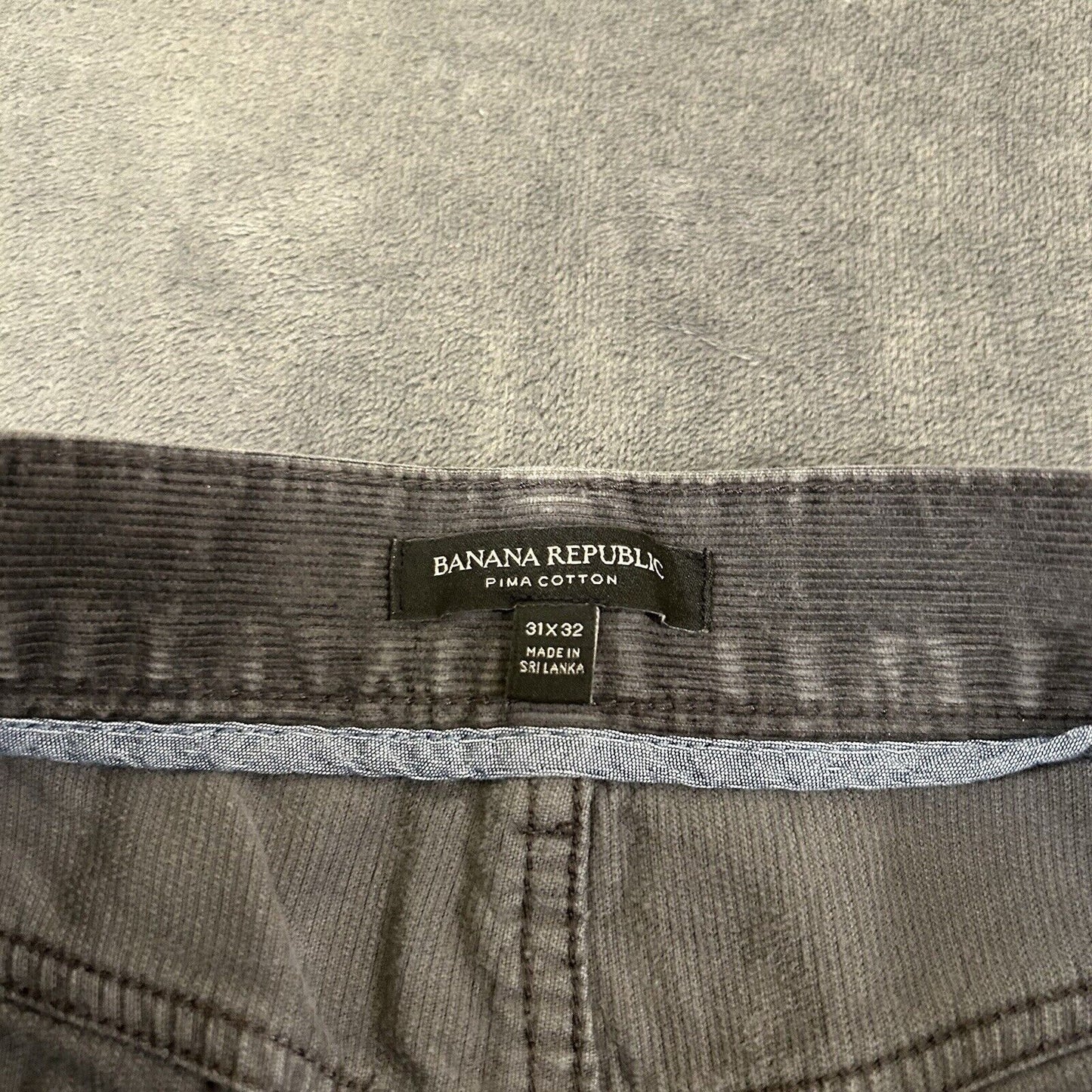 Banana Republic Corduroy Pants Mens 31x32" Gray Straight Fit Casual Work Pima