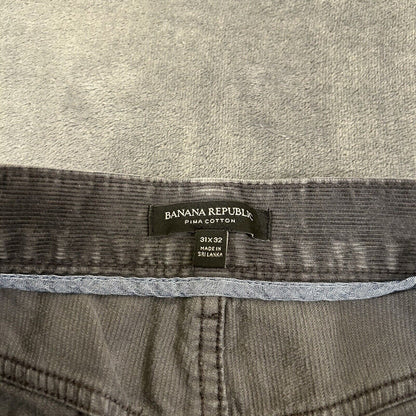 Banana Republic Corduroy Pants Mens 31x32" Gray Straight Fit Casual Work Pima
