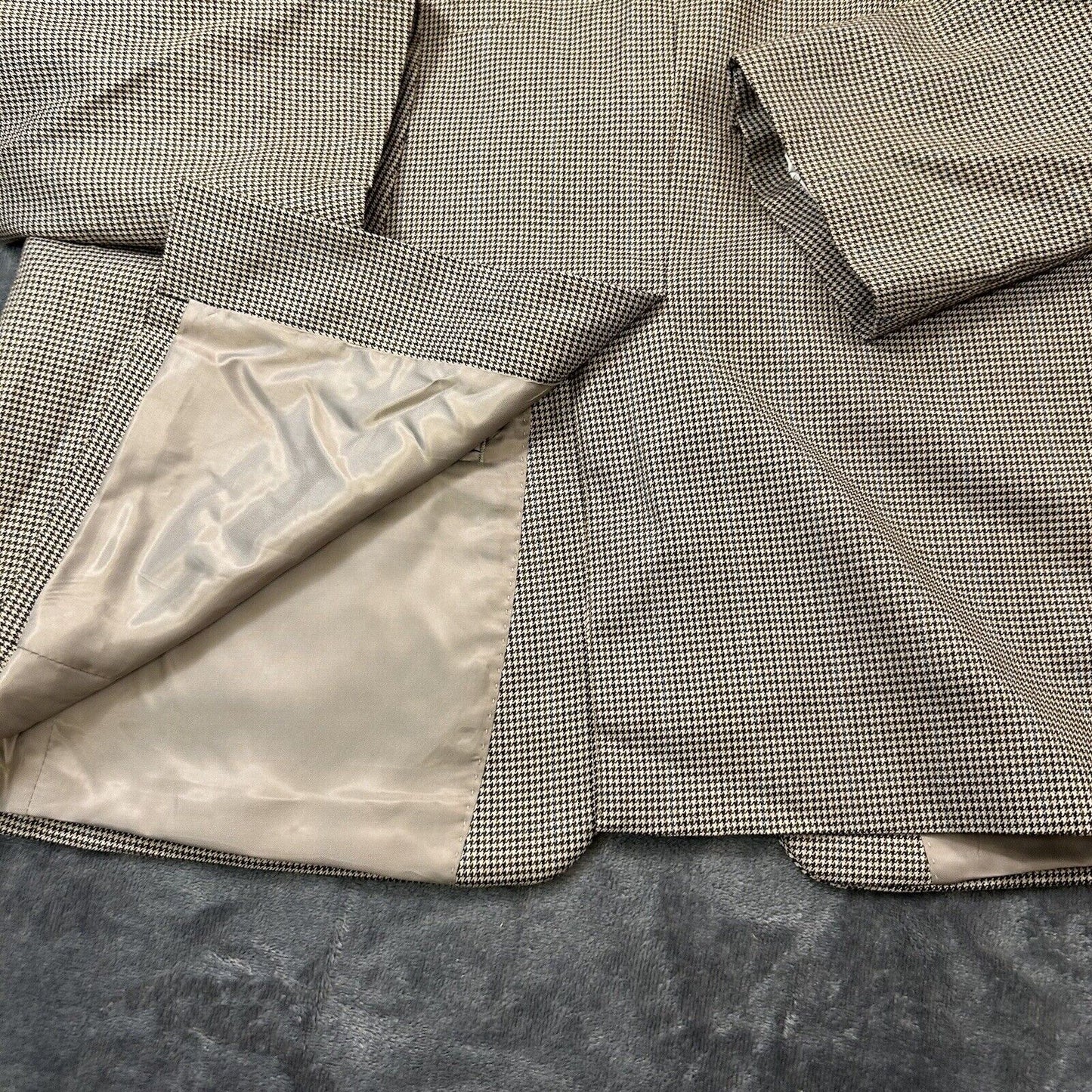 Lauren Ralph Lauren Suit Jacket Mens 46 R Brown Black Houndstooth 100% Wool