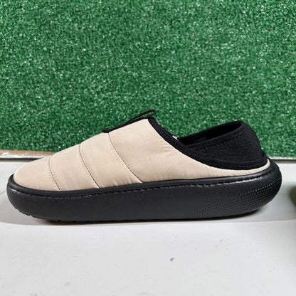 Crocs Classic Puff Mocs Beige Black Slip On Casual Comfort Shoes Womens 9 New