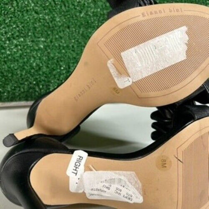 Gianni Bini Black Dress Sandal Ruffle Detail Heels Party Shoes Slip On Womens 8M