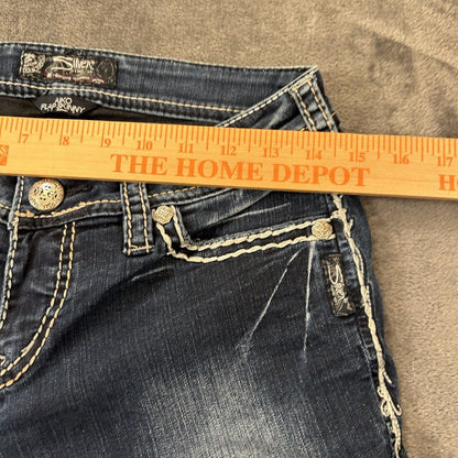 Silver Aiko Jeans Womens Blue 28x31" Blue Flap Skinny Denim Pants Stretch