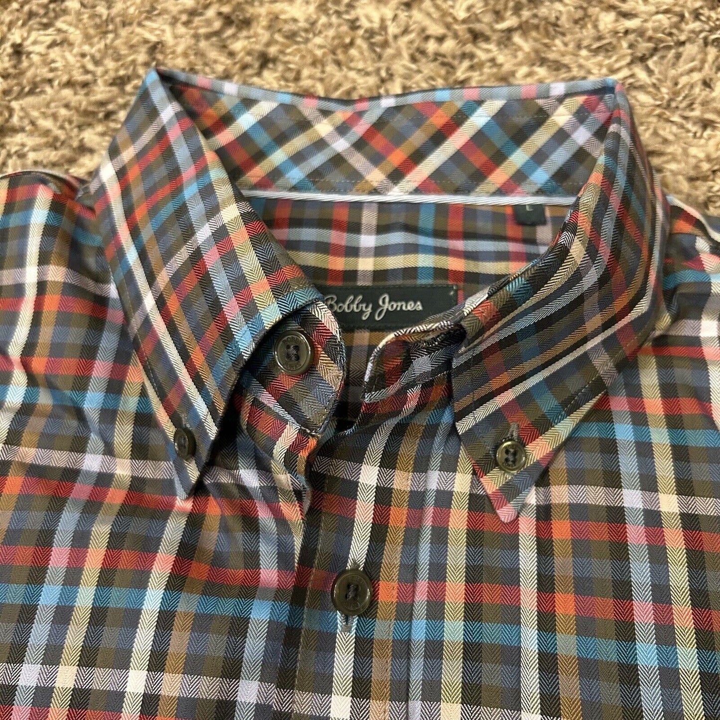 Bobby Jones Shirt Mens Large Multicolor Plaid Button Up Long Sleeve Casual