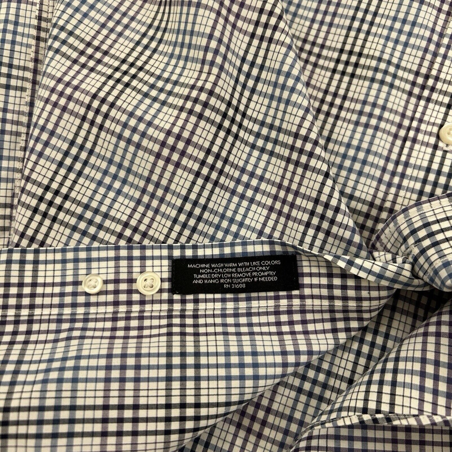 Jos A Bank Shirt Mens Large Blue White Check Button Up Long Sleeve Colorful Work