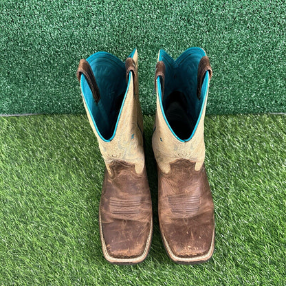 Ariat Quickdraw Boots Womens 6.5 / 6Y Brown Leather Cowgirl Western Embroidered