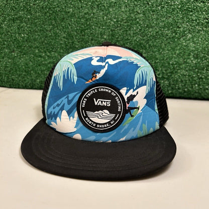 Vans Surf Patch Trucker Hat Cap Mens Snapback Blue Black Skater Surfer Outdoor