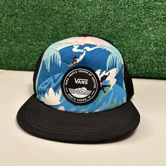 Vans Surf Patch Trucker Hat Cap Mens Snapback Blue Black Skater Surfer Outdoor