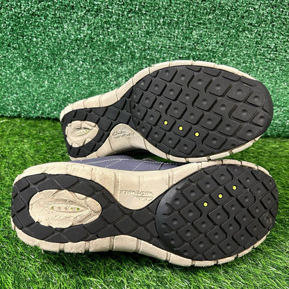 Clarks Wave Walk Womens 8.5 N Blue Beige Leather Shoes Sneakers Hiking Outdoor