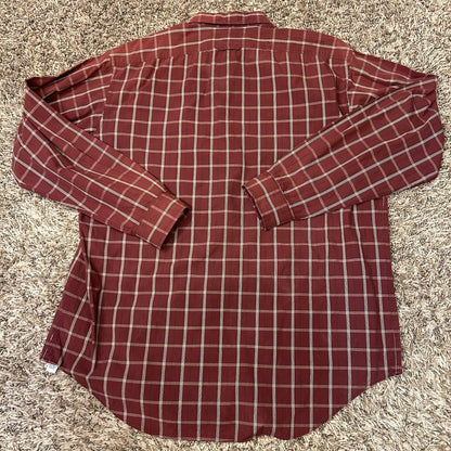 Ralph Lauren Shirt Mens Large Red Check Button Up Long Sleeve Kimbell Casual