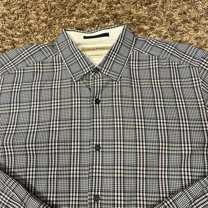 Tommy Bahama Button Up Shirt Mens Large Blue White Plaid Island Modern Fit