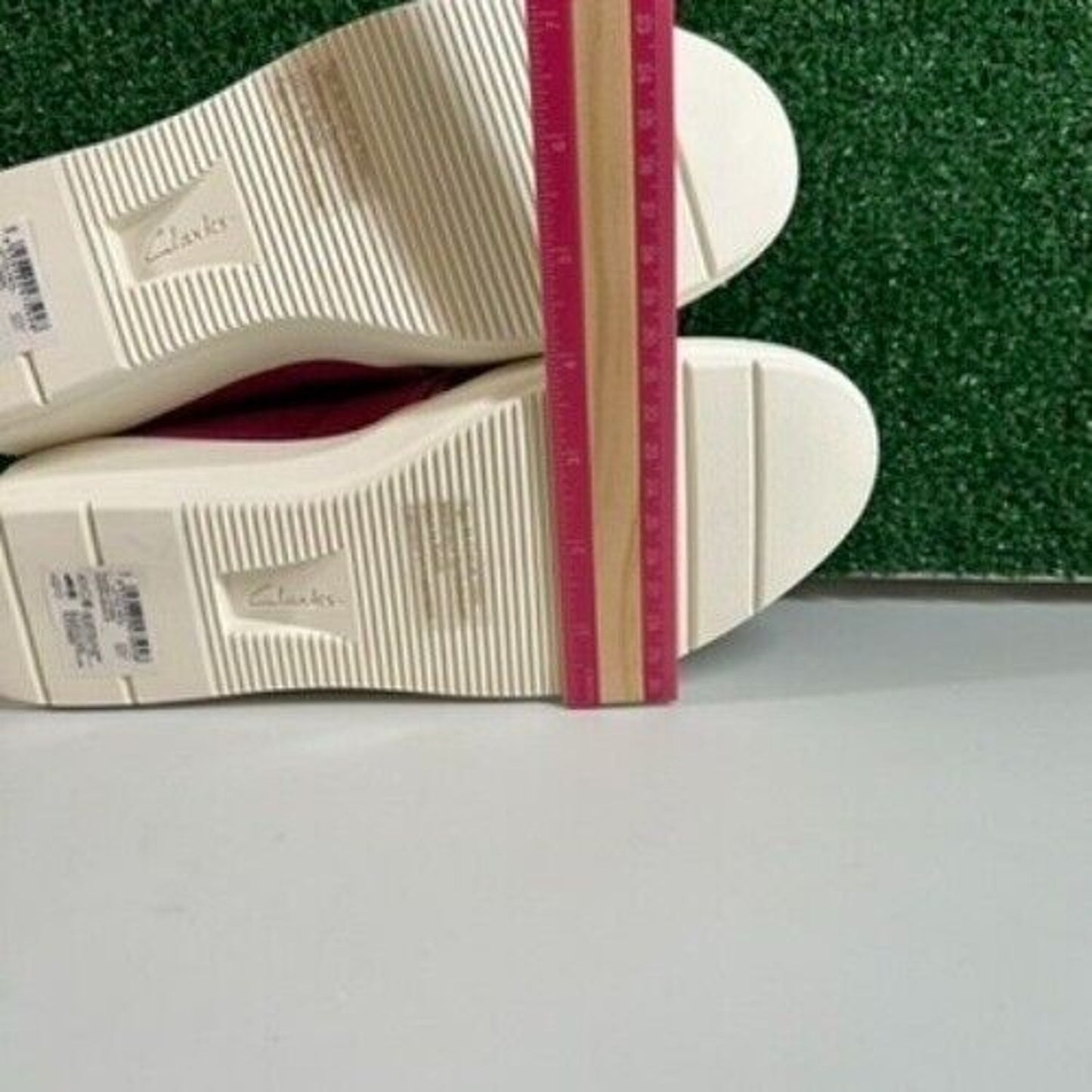 Clarks Layton Petal Sneakers Comfort Shoes Platform Pink Stripe Easter Womens 8M