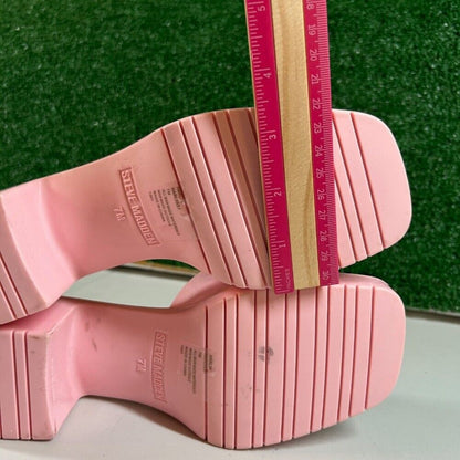Steve Madden Harlin Platform Slide Sandals Block Heel Pink Y2K Style Womens 7 M