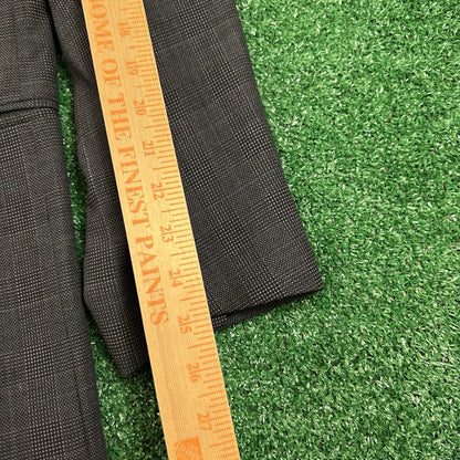 Lubiam Blazer Jacket Mens 43 Black Gray Wool Made Italy Sport Coat Work Formal